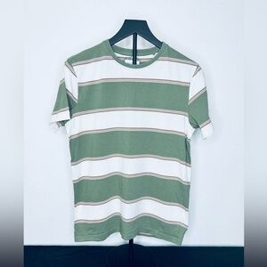 Cactus Men's Green and White Striped Tee